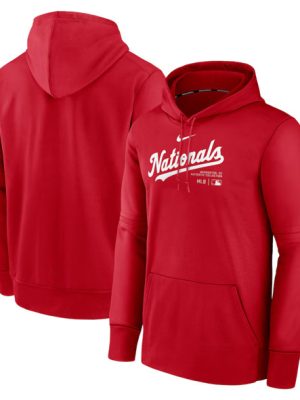 Washington Nationals Red Collection Practice Performance Pullover Hoodie