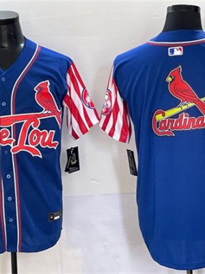 St. Louis Cardinals Team Big Logo Royal Independence Day Vapor Premier Limited Stitched Jersey