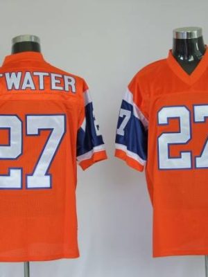Mitchel Ness Broncos #27 Steve Atwater Orange With 75 Anniversary Patch Stitched Throwback Jersey