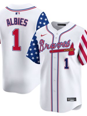 Atlanta Braves #1 Ozzie Albies White 2024 Independence Day Vapor Limited Stitched Jersey