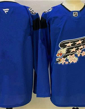 Washington Capitals Blank Blue Cherry Blossom Stitched Jersey
