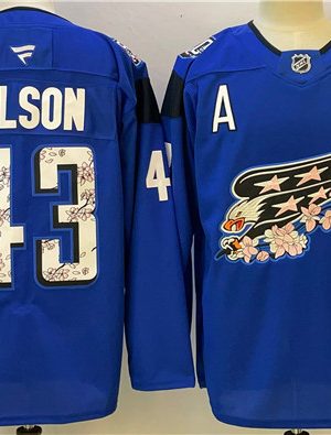 Washington Capitals #43 Tom Wilson Blue Cherry Blossom With A Patch Stitched Jersey