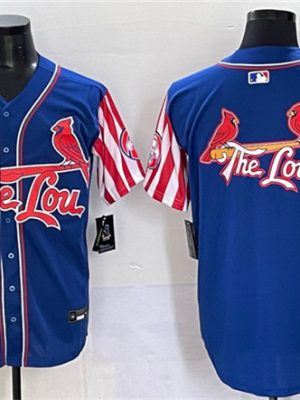 St. Louis Cardinals Team Big Logo Royal Independence Day Vapor Premier Limited Stitched Jerseys