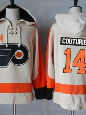 Flyers #14 Sean Couturier Cream Sawyer Hooded Sweatshirt Stitched Jersey