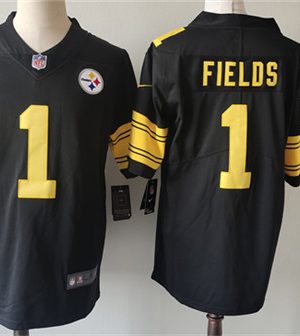 Pittsburgh Steelers #1 Justin Fields Black Color Rush Limited Stitched Jersey