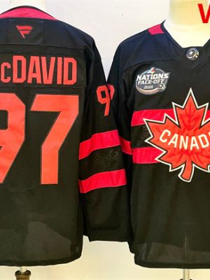 Canada #97 Connor McDavid Black 2025 4 Nations Face-Off Premium With A Patch Stitched Jersey