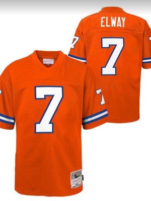 1990 Mitchell And Ness Orange Denver Broncos #7 John Elway Stitched Jersey