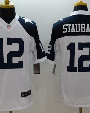 Cowboys #12 Roger Staubach White Thanksgiving Throwback Stitched Limited Nike Jersey