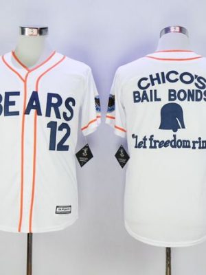 Bad News Bears Button Down #12 Tanner Boyle White Movie Stitched Baseball Jersey