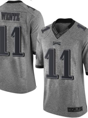 Eagles #11 Carson Wentz Gray Stitched Limited Gridiron Gray Nike Jersey