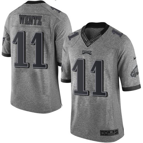 Eagles #11 Carson Wentz Gray Stitched Limited Gridiron Gray Nike Jersey