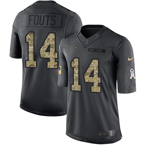 Chargers #14 Dan Fouts Black Stitched Limited 2016 Salute To Service Nike Jersey