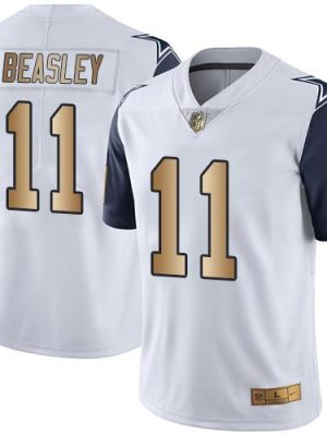 Cowboys #11 Cole Beasley White Stitched Limited Gold Rush Nike Jersey
