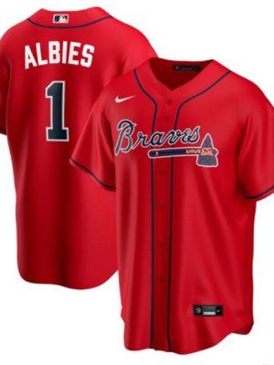 Atlanta Braves #1 Ozzie Albies Red Cool Base Stitched Jersey