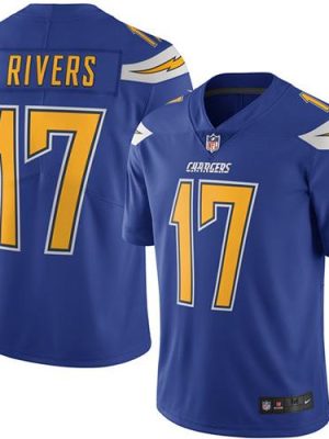 Chargers #17 Philip Rivers Electric Blue Stitched Limited Rush Nike Jersey