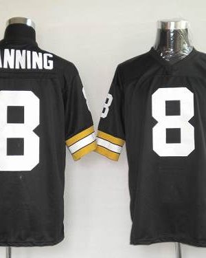 Mitchel Ness Saints #8 Archie Manning Black Stitched Throwback Jersey