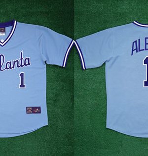Atlanta Braves #1 Ozzie Albies 1982 Light Blue Cool Base Stitched Baseball Jersey